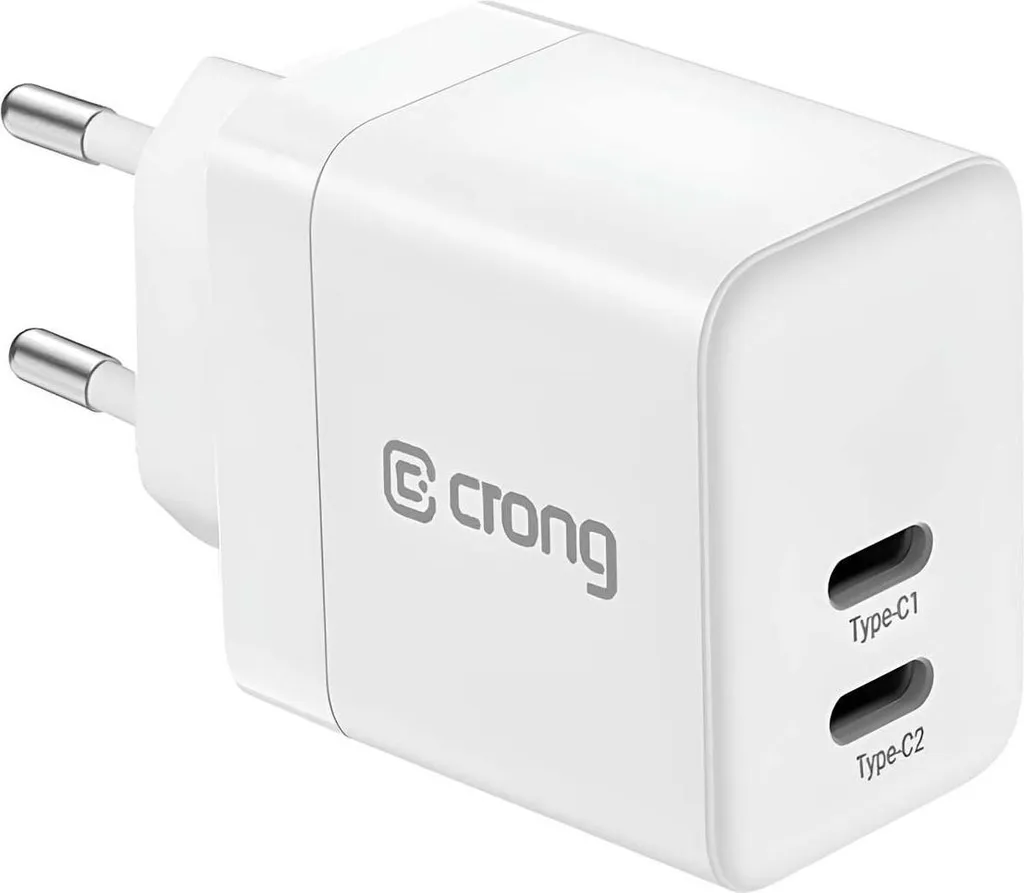 Chargeur de voyage 35W double USB-C pour iPhone et iPad Crong Blanc