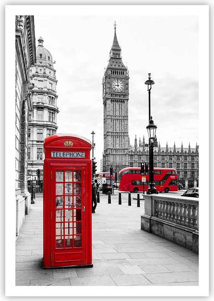 Poster - Poster ohne Rahmen - Schuppen Telefon London - 70x100 cm - Wand Bild - Wanddeko - Wandbilder - Kunstposter - Wandposter - Bilder - Kunstdr...