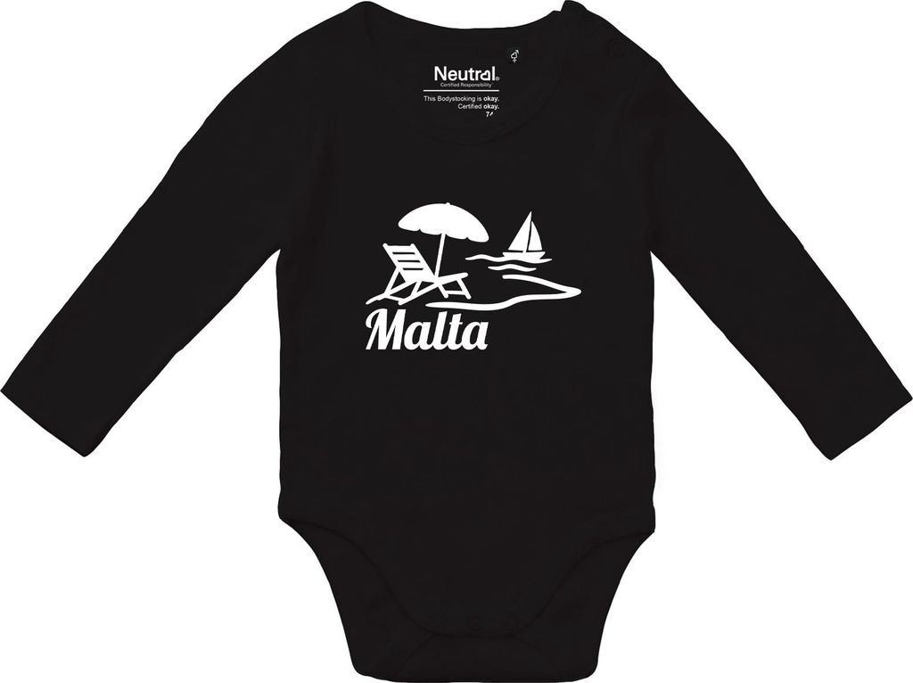 Huuraa Baby Body Malta Malta 62 Black Baumwolle Fairtrade Langarmbody Geschenkidee