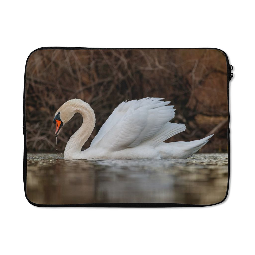 MuchoWow Laptop Hülle 17 Zoll Laptoptasche Schwan - Wasser - Tiere - Vogel - Zipper - Schutzabdeckung