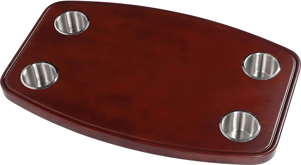 Plateau de table amovible pour camping-car en bois avec porte-gobelets
