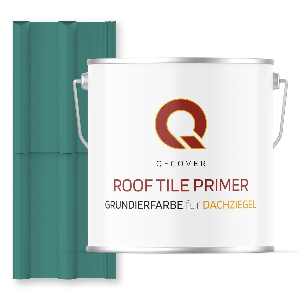 Grundierfarbe für Dachziegel Minttürkis RAL 6033 5 L | wetterfeste Dachbeschichtung | für Ziegel, Beton, Eternit | UV-beständig | Q-COVER