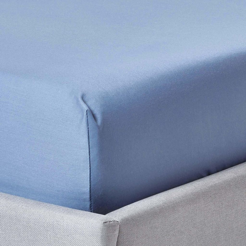 HOMESCAPES Premium-Spannbettlaken blau – 100 % ägyptische Baumwolle, 140 x 190 cm
