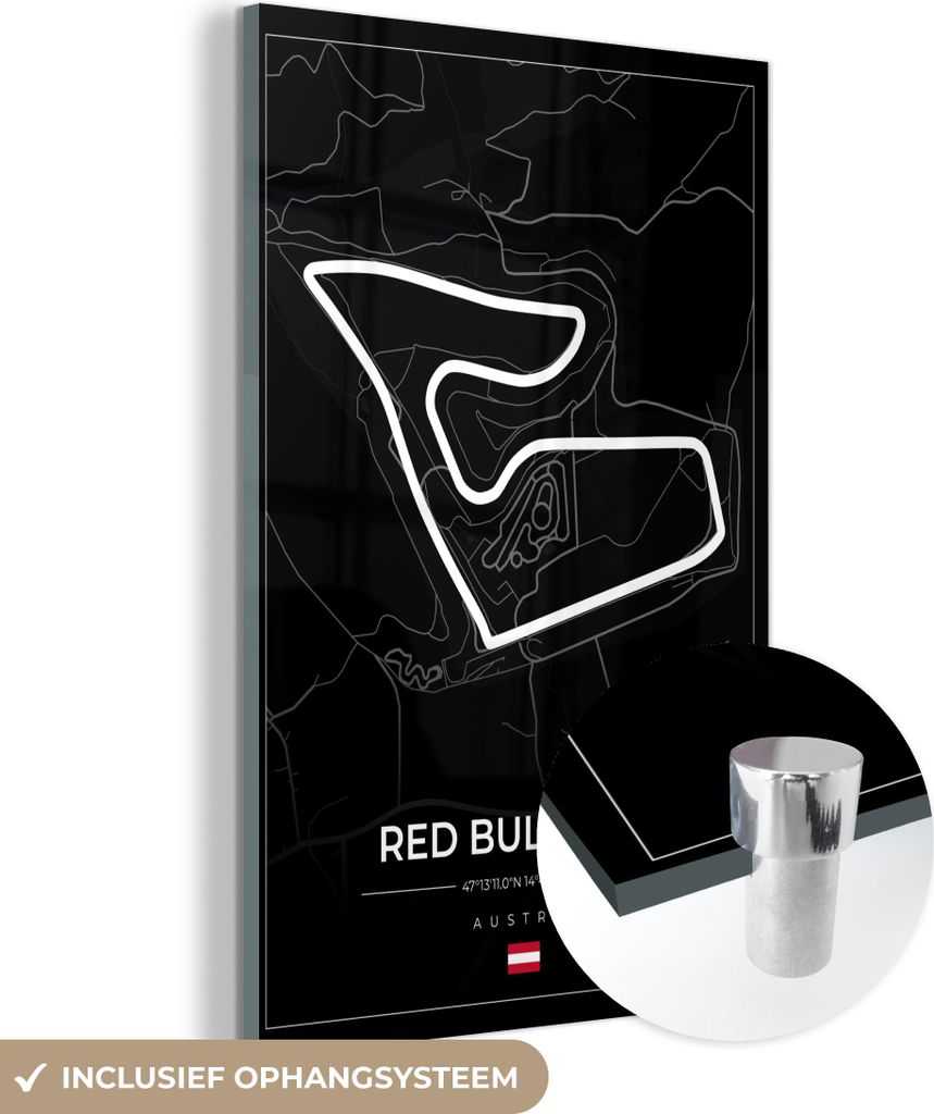 MuchoWow Glasbilder - Bilder auf Wandbild - Foto auf Glas F1 - Rennstrecke - Red Bull Ring - Österreich - Rennstrecke - Schwarz 80x120 cm Wanddeko...