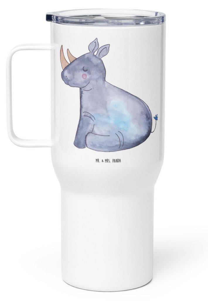 Mr. & Mrs. Panda Kaffee-to-go-Becher Einhorn Nashorn - Weiß - Geschenk, Trinkgefäß, Zoo, Thermobecher, Kaffee-Thermobecher, Unicorn, XL, Glitzer...
