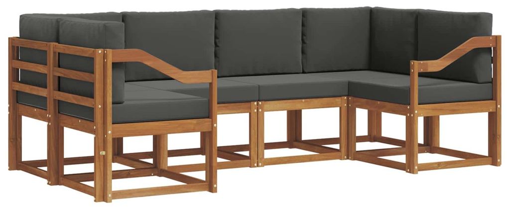 vidaXL Outdoor-Sofagarnitur mit Kissen 6 pcs Natur und Anthrazit