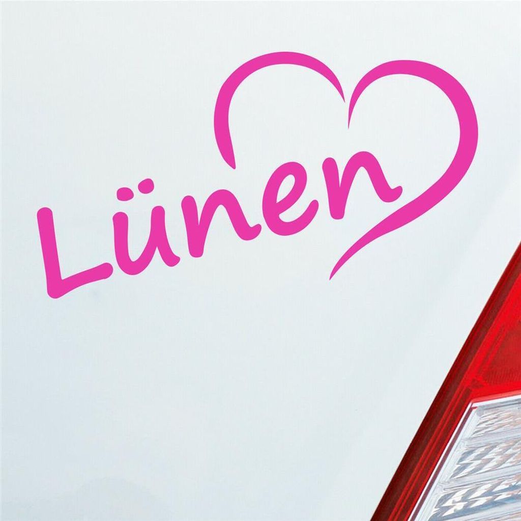 Auto Aufkleber Lünen Herz Stadt City Liebe Love Heimat 16x8 cm Pink Sticker Heckscheibenaufkleber