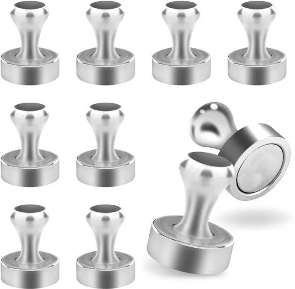Aimants de bureau extra-forts 12kg - Fixation magnétique conique argentée