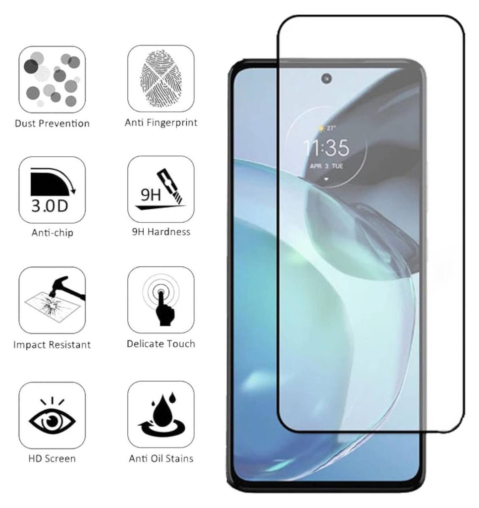 Per Motorola Moto G72 3D Display pieno LCD H9 temperato Immagine del prodotto 