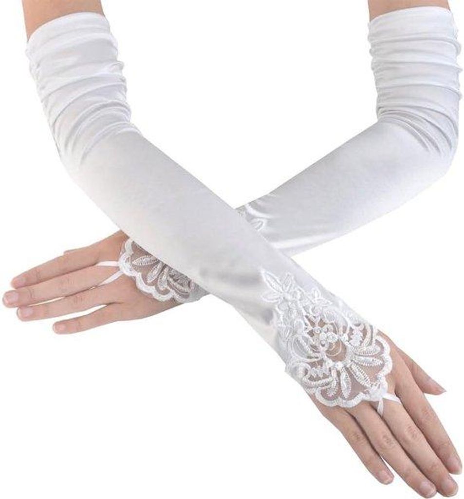 Lange Vingerloze Handschoenen für Frauen - Hochzeitsaccessoires - Weiss