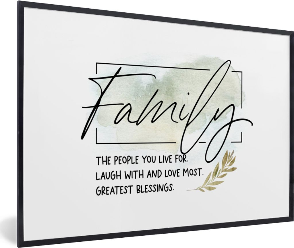 MuchoWow Gerahmtes Poster Zitate - Sprichwörter - Familie 90x60 cm - Poster mit Schwarzem Bilderrahmen Wandposter Rahmen Foto Bilder - Fotorahme...