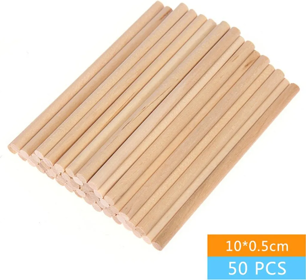 50 Bastoncini Legno Rotondi 10x0,5 cm - Listelli Naturali per Modellismo