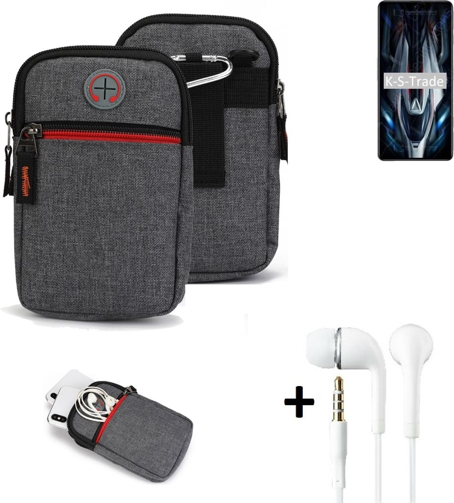 K-S-Trade Gürteltaasche + Kopfhörer kompatibel mit Xiaomi Redmi K50 Gaming Edition Handy Tasche Holster Schutz Hülle Handy Hülle grau