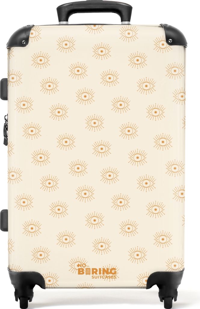 NoBoringSuitcases.com Großer Koffer - Beige met bohemian oog patroon - Kombinationsschloss TSA - Hartschalen Trolley 4 Rollen - 72 liter - Reise...