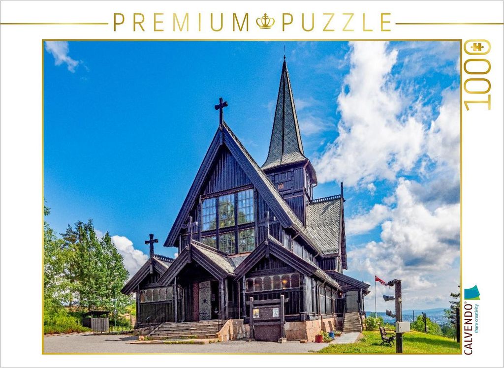 CALVENDO Puzzle Die Holmenkollen-Kapelle | 1000 Teile Lege-Größe 64x48cm Foto-Puzzle für glückliche Stunden