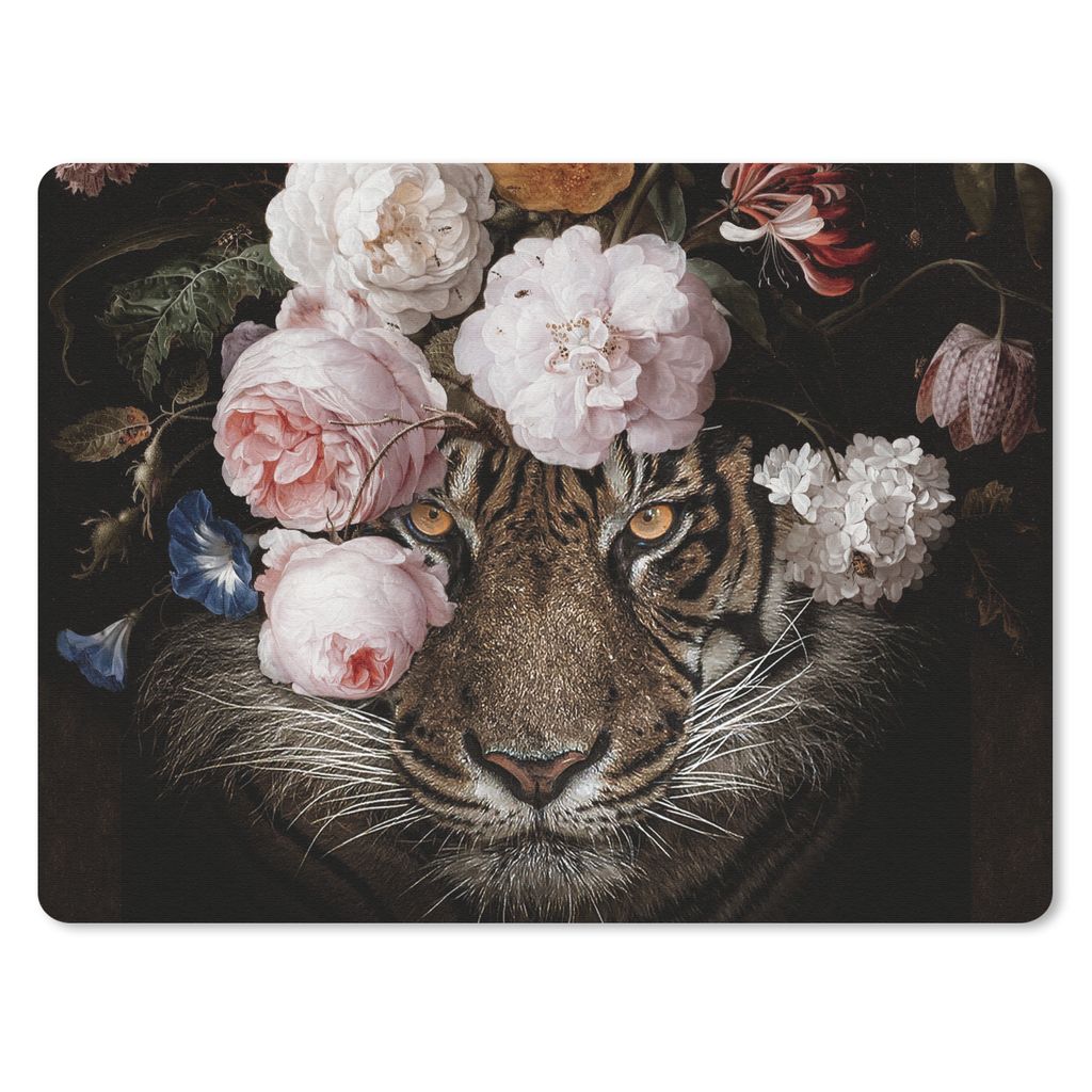 MuchoWow Mauspad Mousepad Blumen - Jan Davidsz de Heem - Tiger - Gemälde - Stillleben - Alte Meister 40x30 cm - Mousepads - Maus Mat - Pad - Mau...