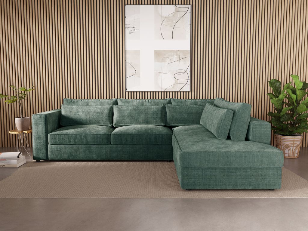 LetSit Ecksofa Caldea L Cremona Rechte Freistehendes Loungesofa Bequemes Ecksofa zum Entspannen Schmutzabweisend Für Wohnzimmer Schlafzimmer Grün