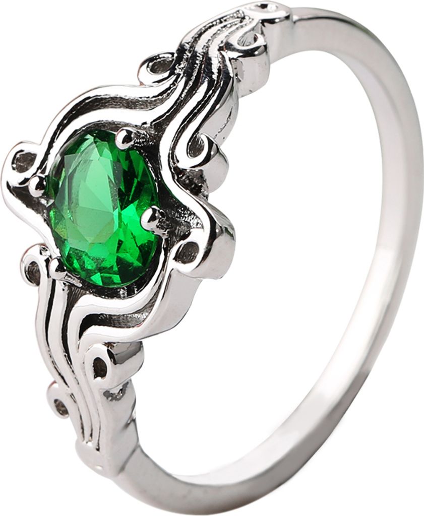 Elegante Hochzeit Braut Party Zubehör Dame Strass eingelegten Ring Schmuck-Grün,US 8