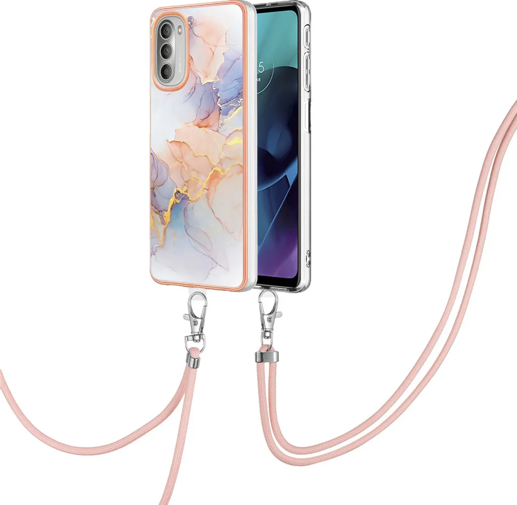 Custodia Motorola G51 5G Grigio con Cordino - Design TPU Sottile e Sicuro
