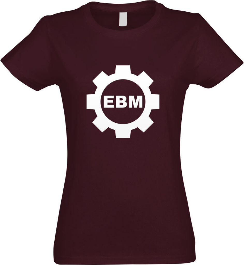 Kiwistar - T-Shirt tailliert - Damen - Burgund - Ebm Zahnrad - mit Motiv Bedruckt - Funshirt Design - Sport - Freizeit - Damen - L