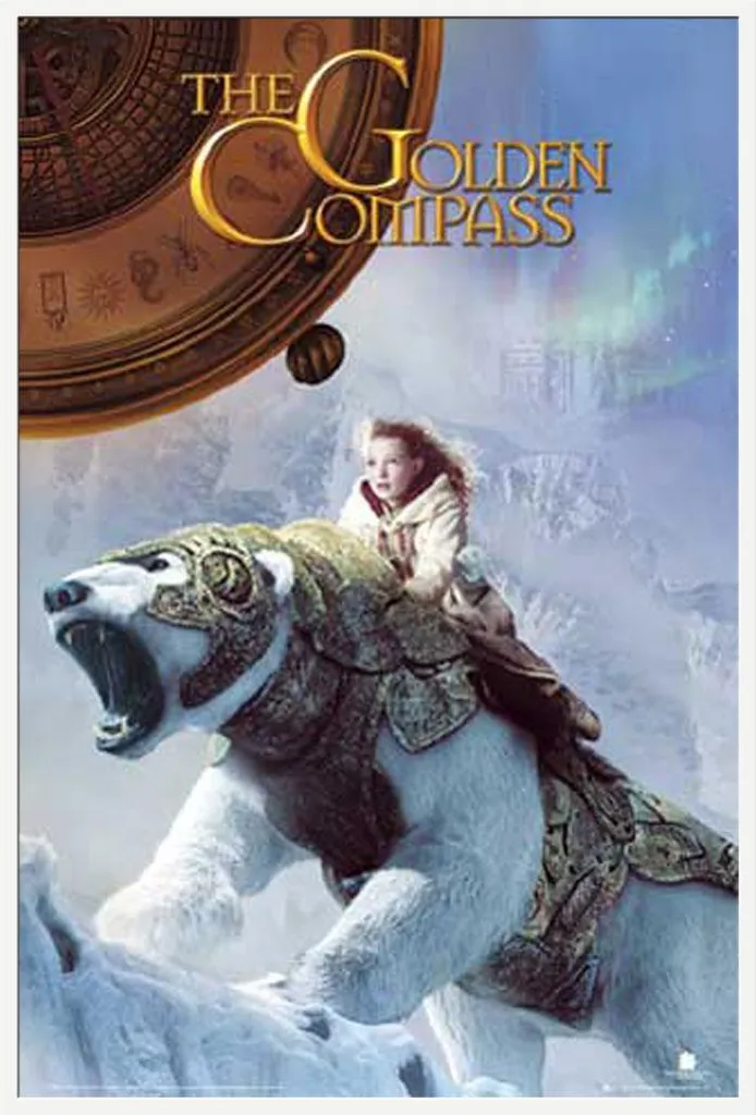 Affiche Lyra Boussole d'or avec Cadre Shinsuke Blanc et Vitre Acrylique HD