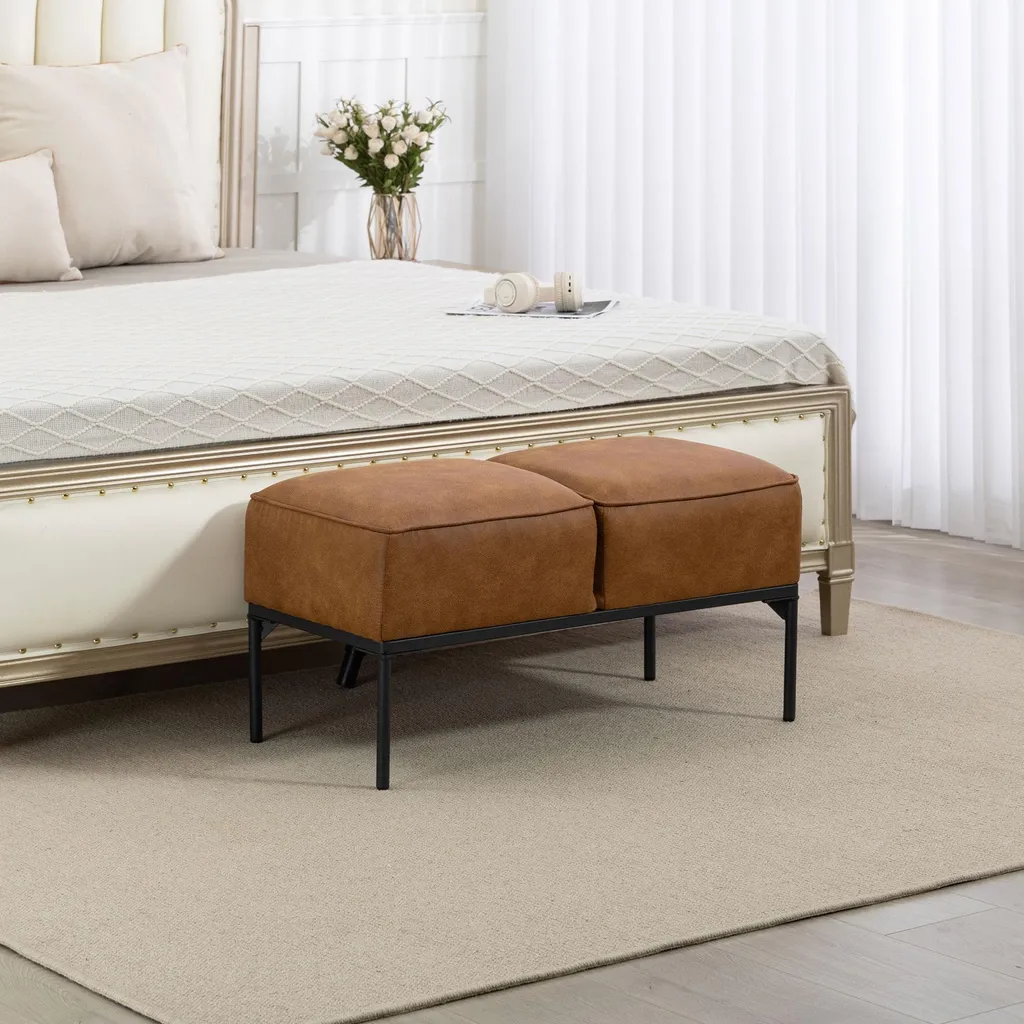 Tabouret design moderne marron structure métal résistante 45x45x75 cm - 2