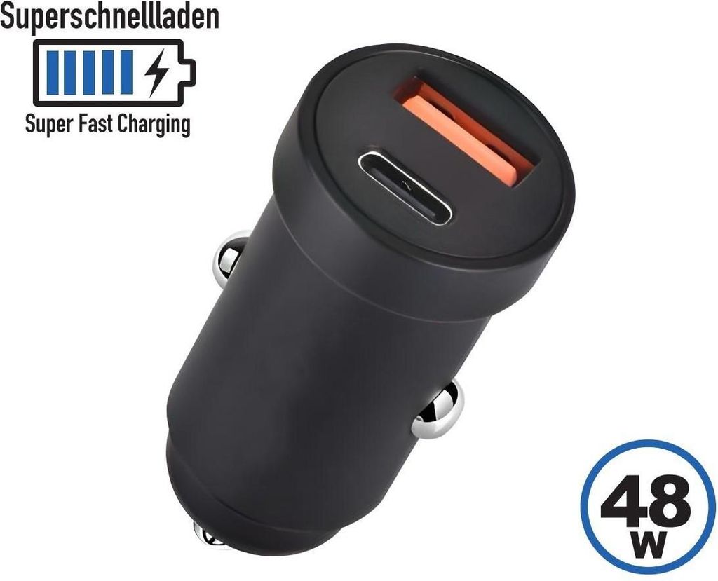 DINIC 48W KFZ USB C + A Ladegerät, schwarz