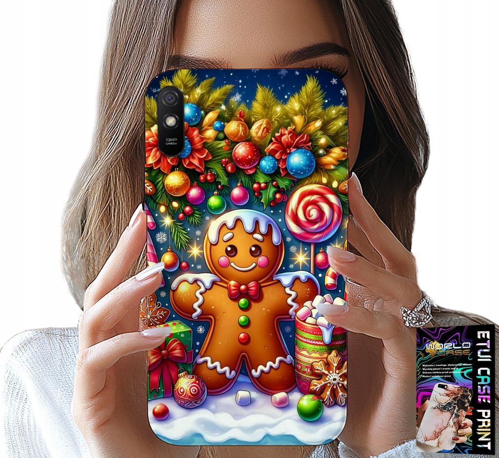 Fall Für Xiaomi Redmi 9A - Lebkuchen, Süssigkeiten Urlaub Designs + Glas