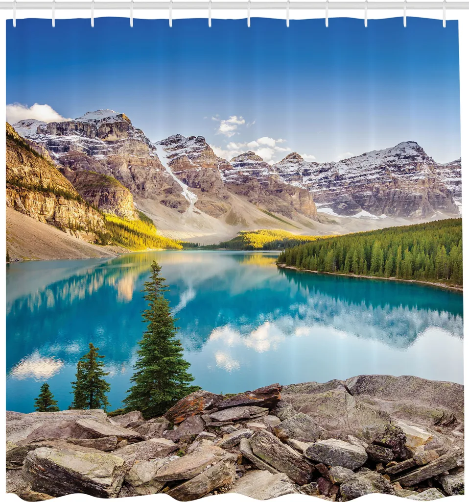 Rideau de douche paysage montagneux ABAKUHAUS en tissu 175 x 240 cm