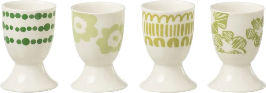 J-Line Set de 4 Coquetiers en Céramique Vert avec Boîte Fenêtre