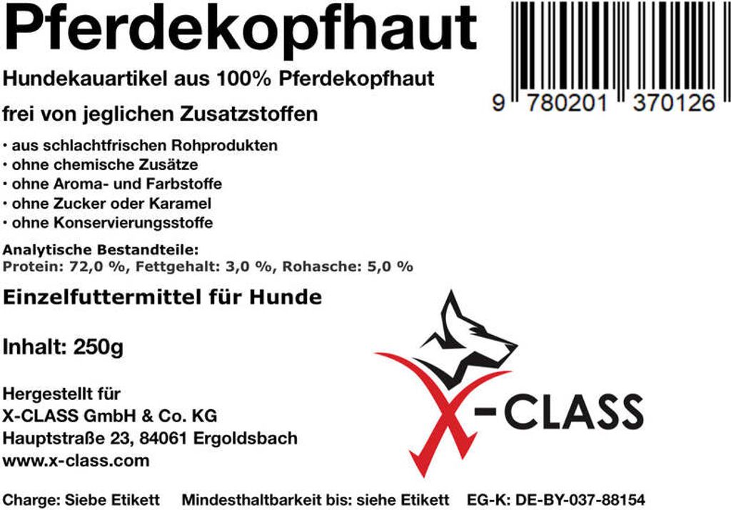 Pferdekopfhaut, getrocknet, Naturkauartikel für Hunde 1kg