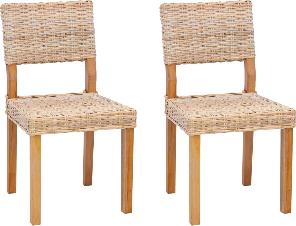 vidaXL Esszimmerstuhl 2 pcs Kubu Rattan Natur 46 x 55 x 84 cm