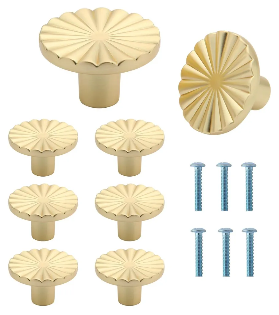 Poignées dorées pour armoires style design boutons ronds de luxe