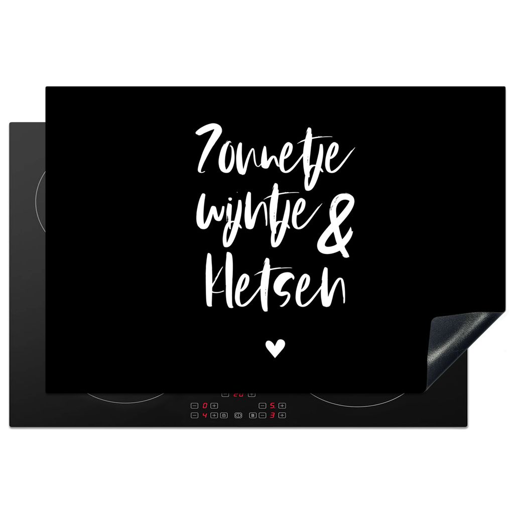 KitchenYeah Herdabdeckplatte Zitate - Sonnenschein, Wein & Gespräch - Text - Wein - Sommer , 76x51cm, Küche Deko, Glaskeramikkochfeld Herdabdec...