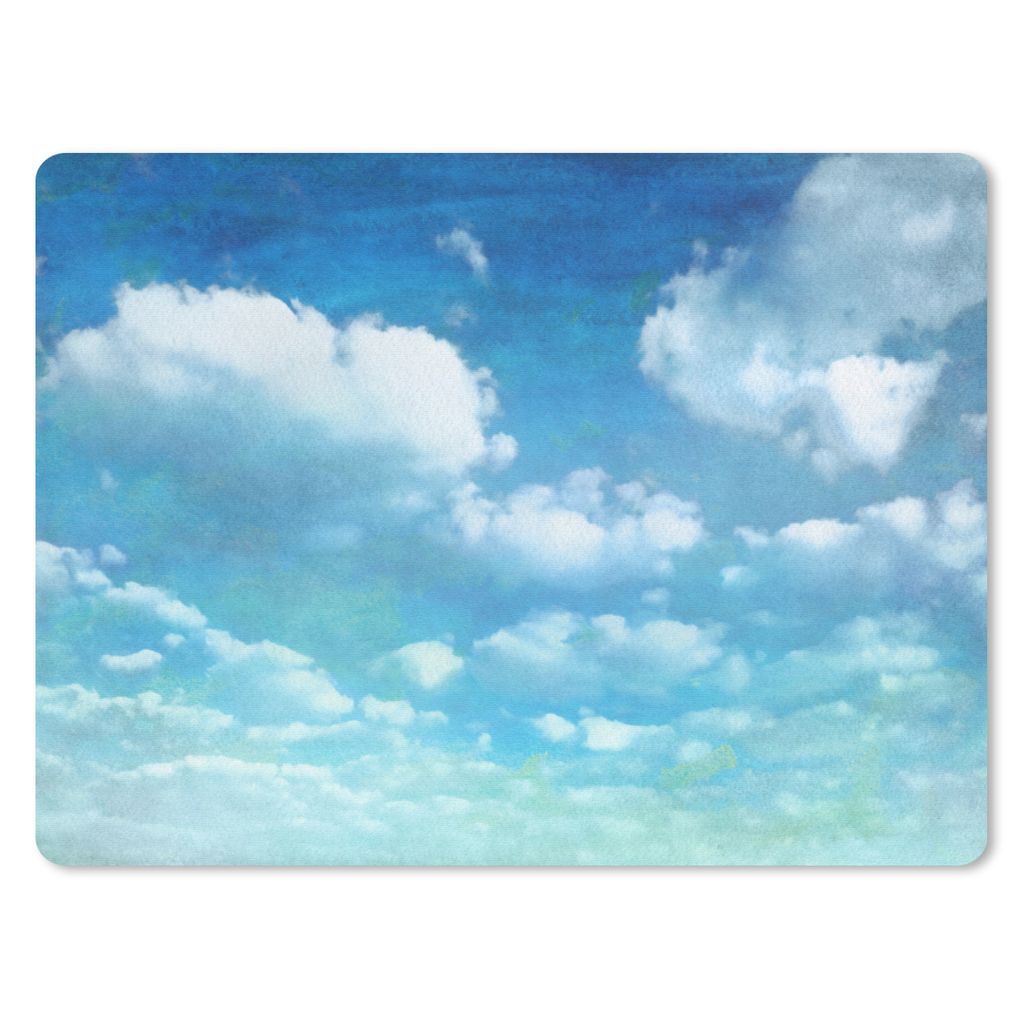 MuchoWow Mauspad Mousepad Wolken - Aquarell - Sommer 23x19 cm - Mousepads - Maus Mat - Pad - Mausunterlage - Schreibtischunterlage - Mauspad