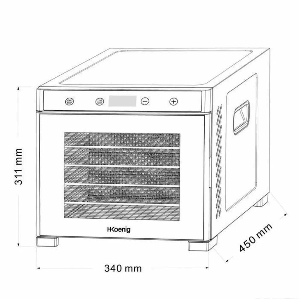 Déshydrateur H.Koenig 650W puissant à température réglable et 6 racks - 6