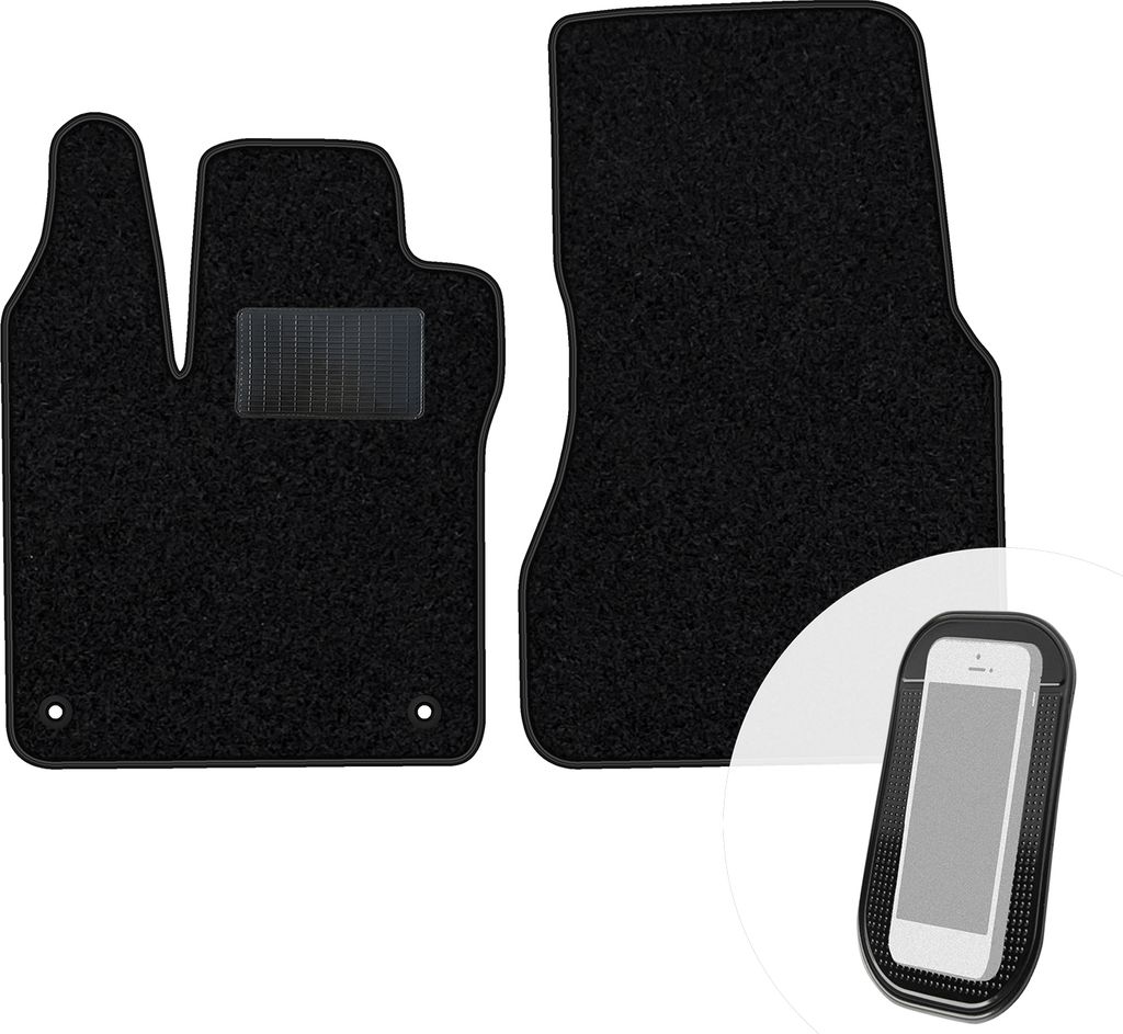 moto-MOLTICO Vorne Fußmatten Auto Velours Autoteppiche Schwarz Automatten Set 2-teilig passend für Renault Twingo III Smart Forfour ab 2014