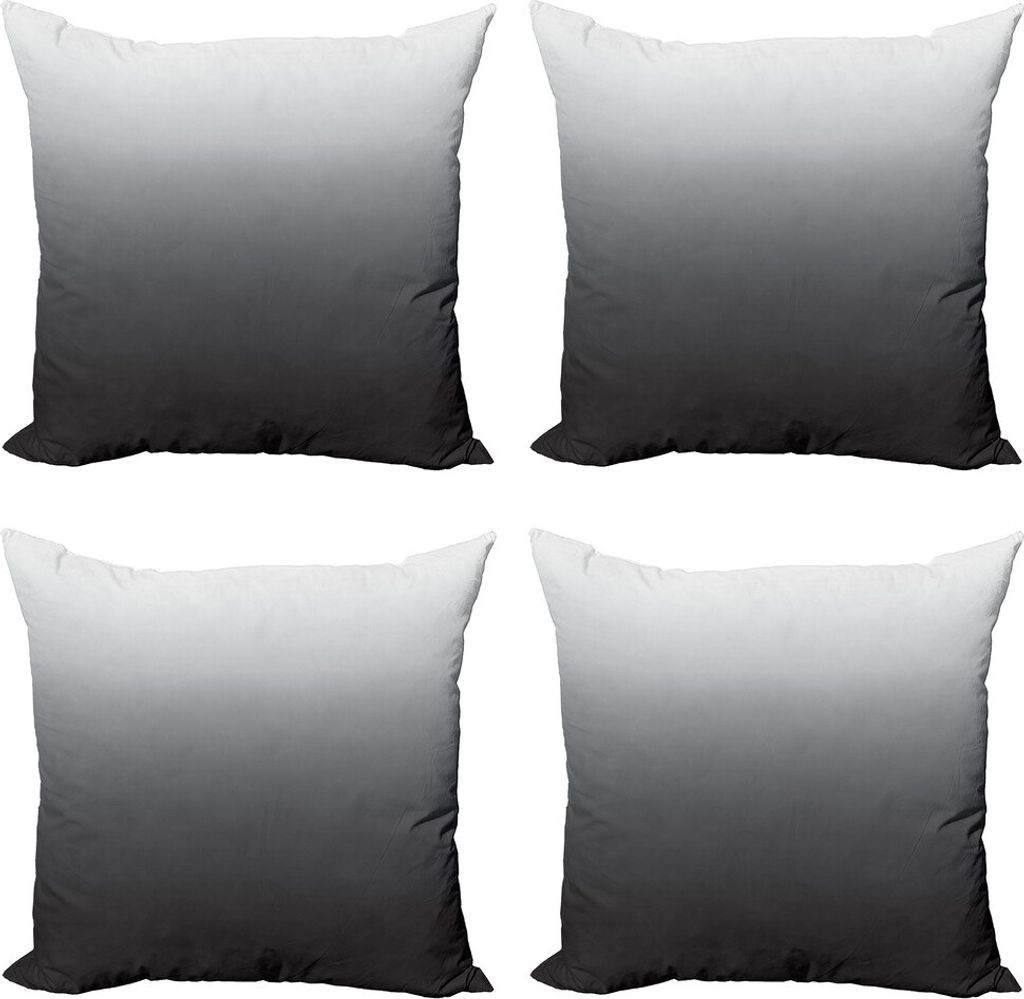 ABAKUHAUS Ombre Kissenbezug Set (4 Stück), Graustufen- Tone Theme ändern, Moderner Doppelseitiger Digitaldruck, 45 cm x 45 cm, Grau weiß