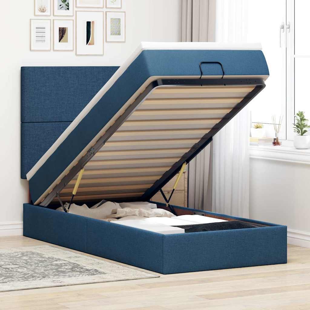 2025 Moderne Bettrahmen inkl. Lattenrost - Ottoman-Bett mit Matratze Blau 80x200 cm Stoff - Klassische Betten,Design 9322175 5parcel