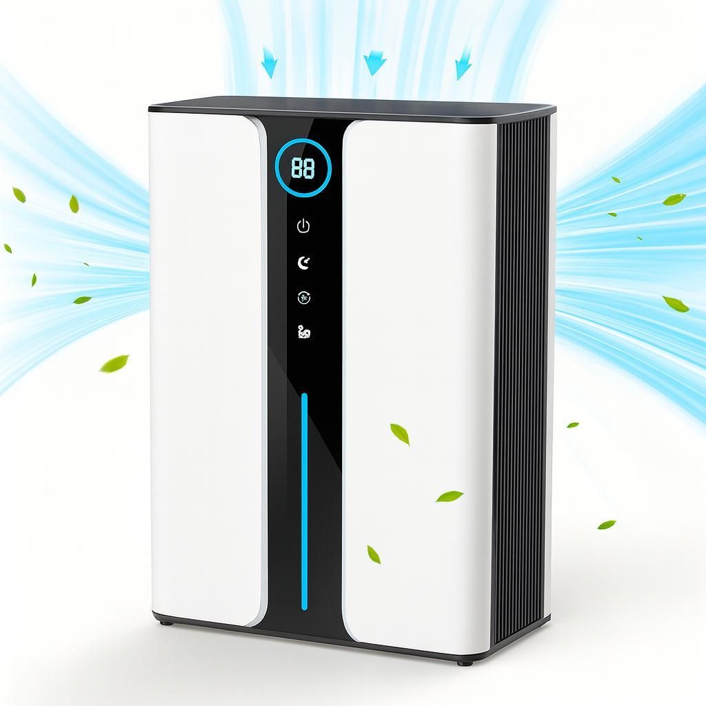 AIORBER Digitaler Luftentfeuchter 3L mit Smart Steuerung, leise & energiesparend, für Schlafzimmer, Bad, Keller, Wäscheraum, Anti-Schimmel – Weiß