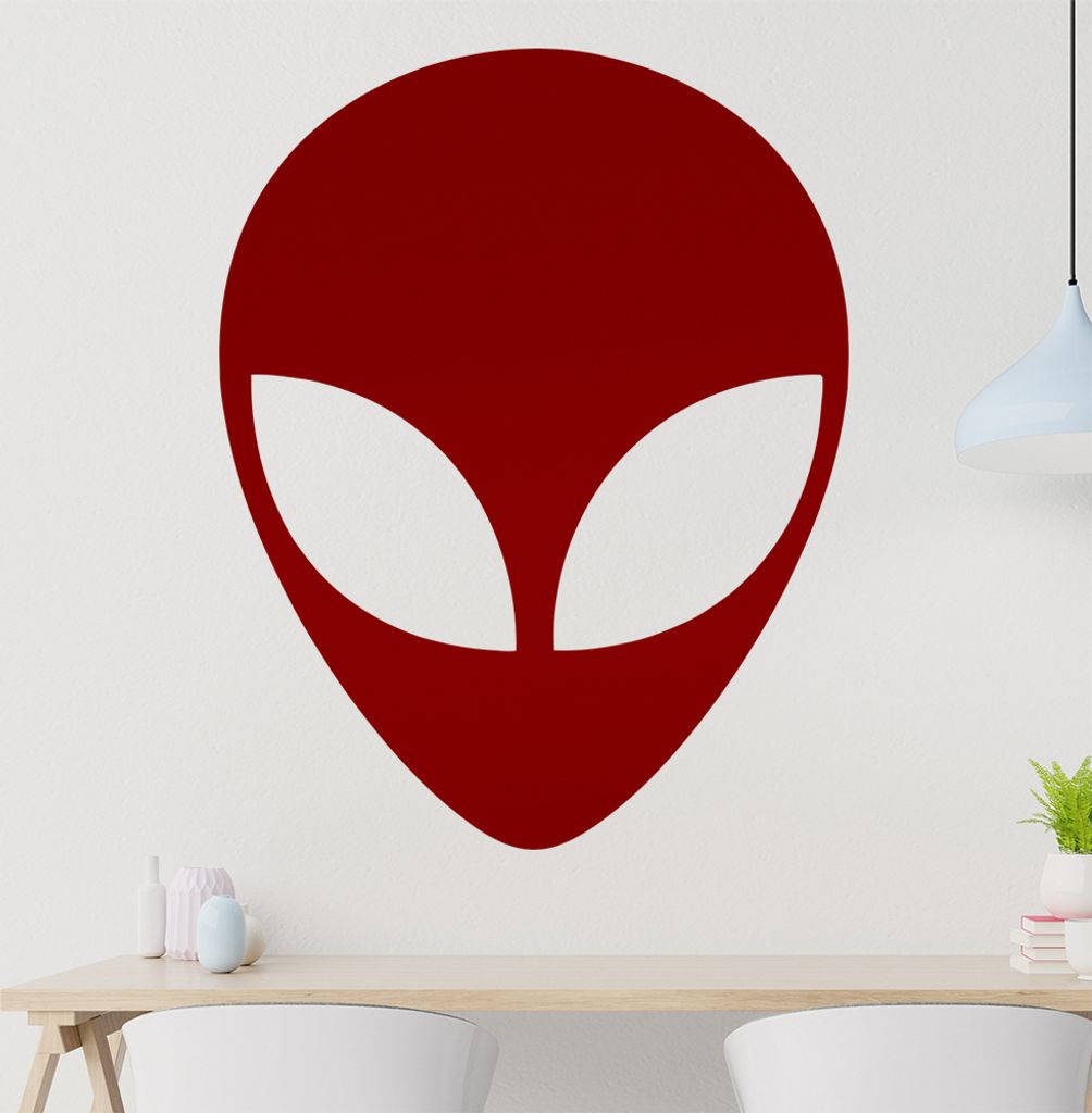 Alien Gesicht Wandtattoo in 6 Größen - Wandaufkleber Wall Sticker - Dekoration, Küche, Wohnzimmer, Schlafzimmer, Badezimmer