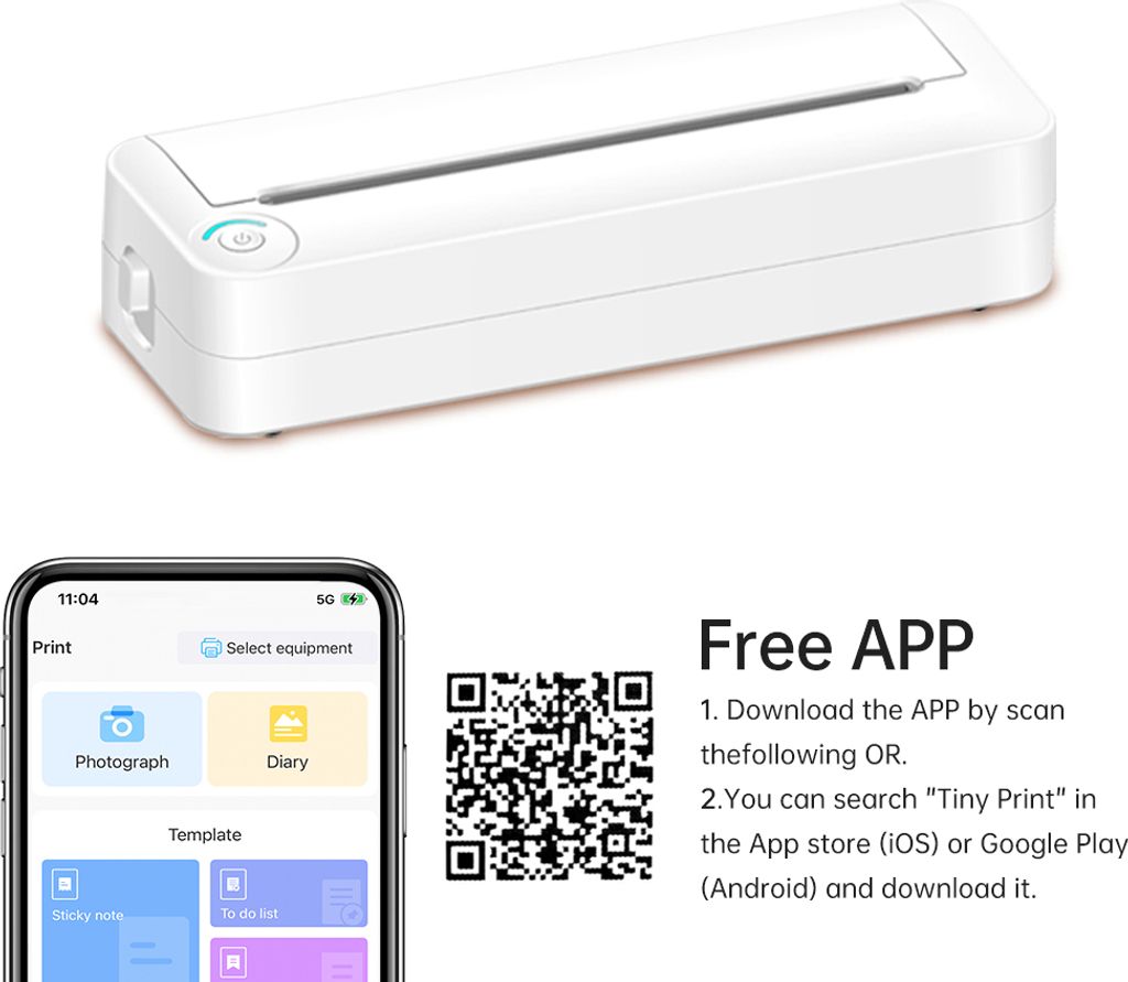 A4 Thermodrucker Bluetooth 200dpi 210mm Fotodrucker mit Produktbild 16