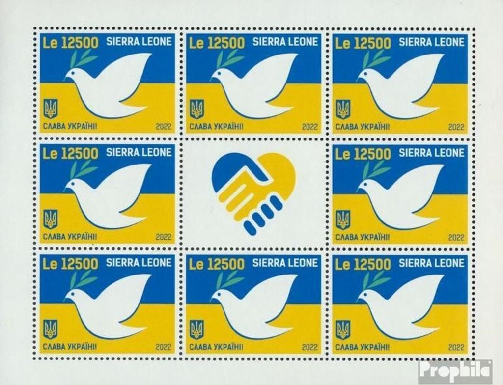 Briefmarken Sierra Leone 2022 Mi Block NEU8 Ukraine Produktbild 
