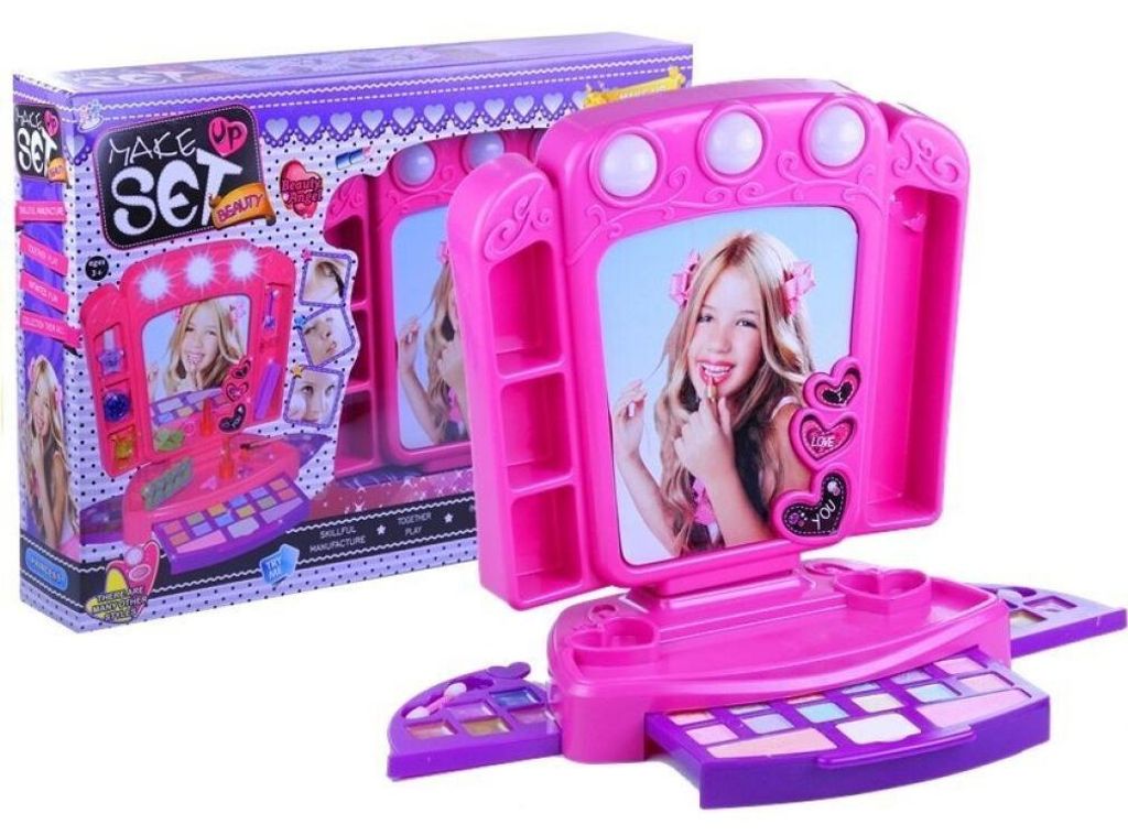 Lean Toys Schminktisch mit Accessoires und Beleuchtung Pink