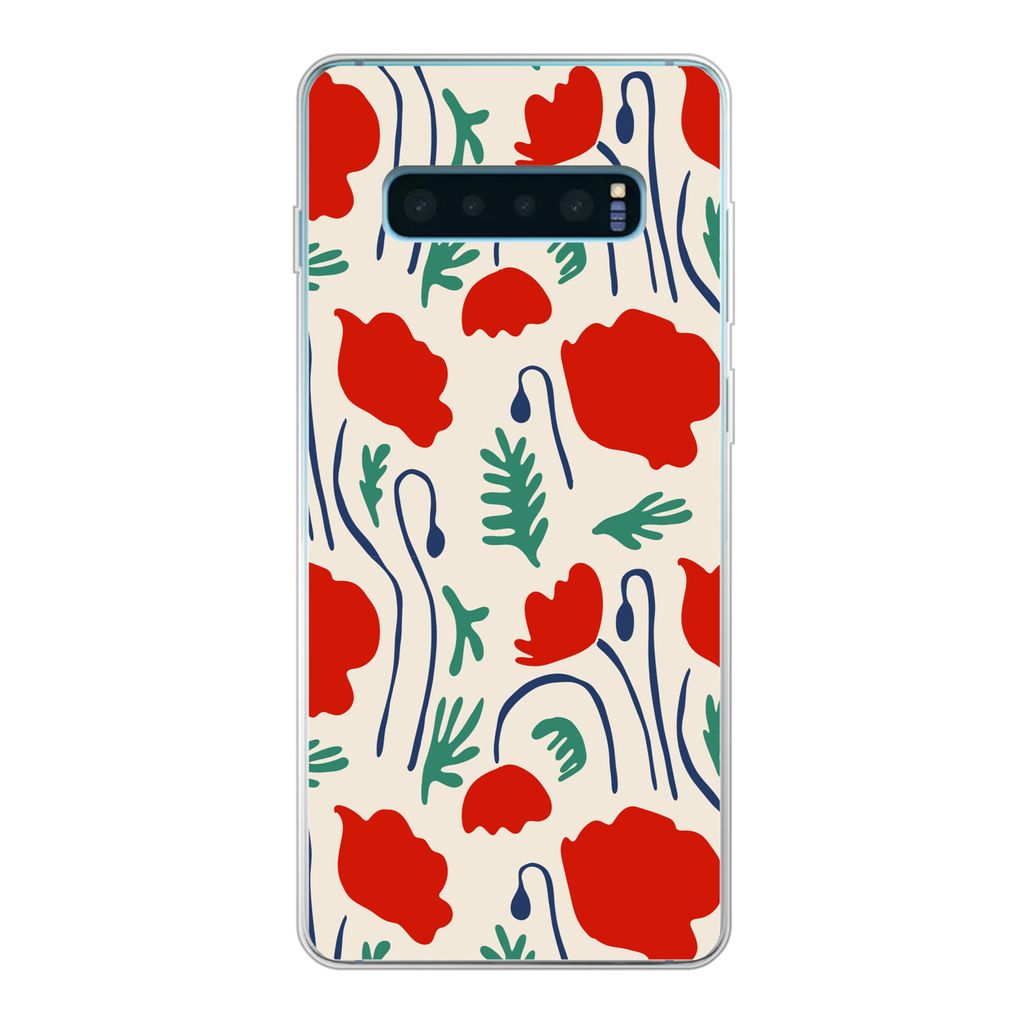 MuchoWow Handyhülle Schutzhülle Hülle für Samsung Galaxy S10 Plus Blumen - Rose - Muster Silikon Softcase Handy Hülle - Schutzhülle