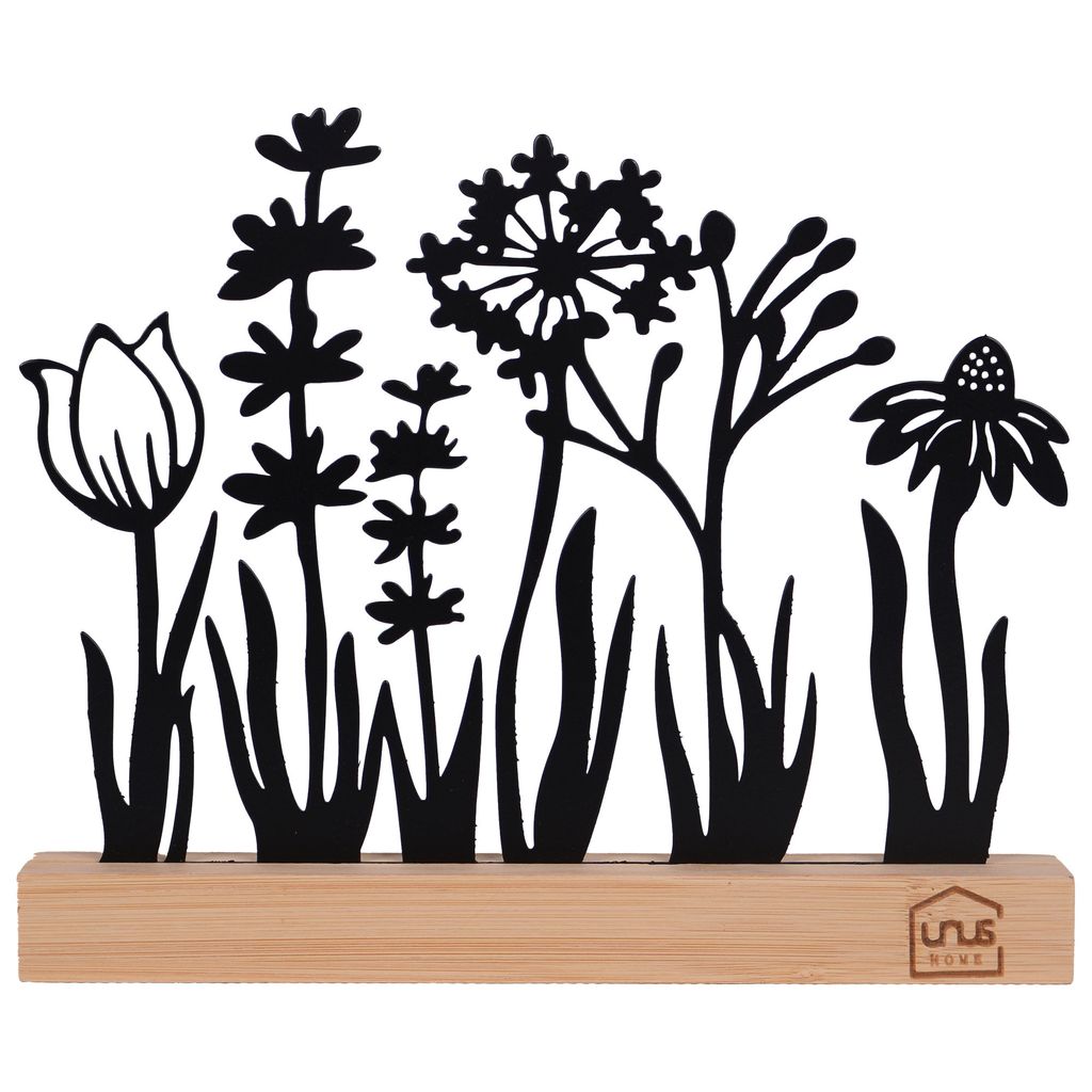 UNUS Deko Aufsteller Silhouette Blumen aus Metall und Produktbild 