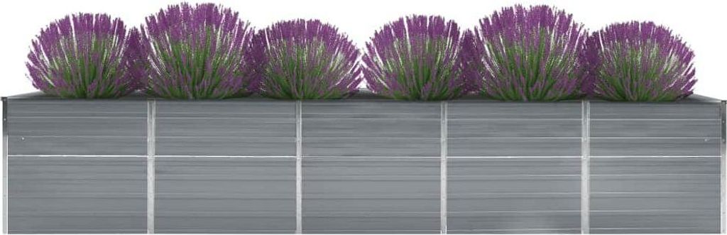 vidaXL Garten-Hochbeet Verzinkter Stahl 400×80×77 cm Grau