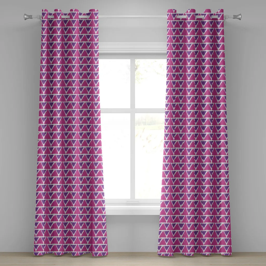 Tende Moderne ABAKUHAUS Astratte 280x175 - Viola/Rosa Triangoli