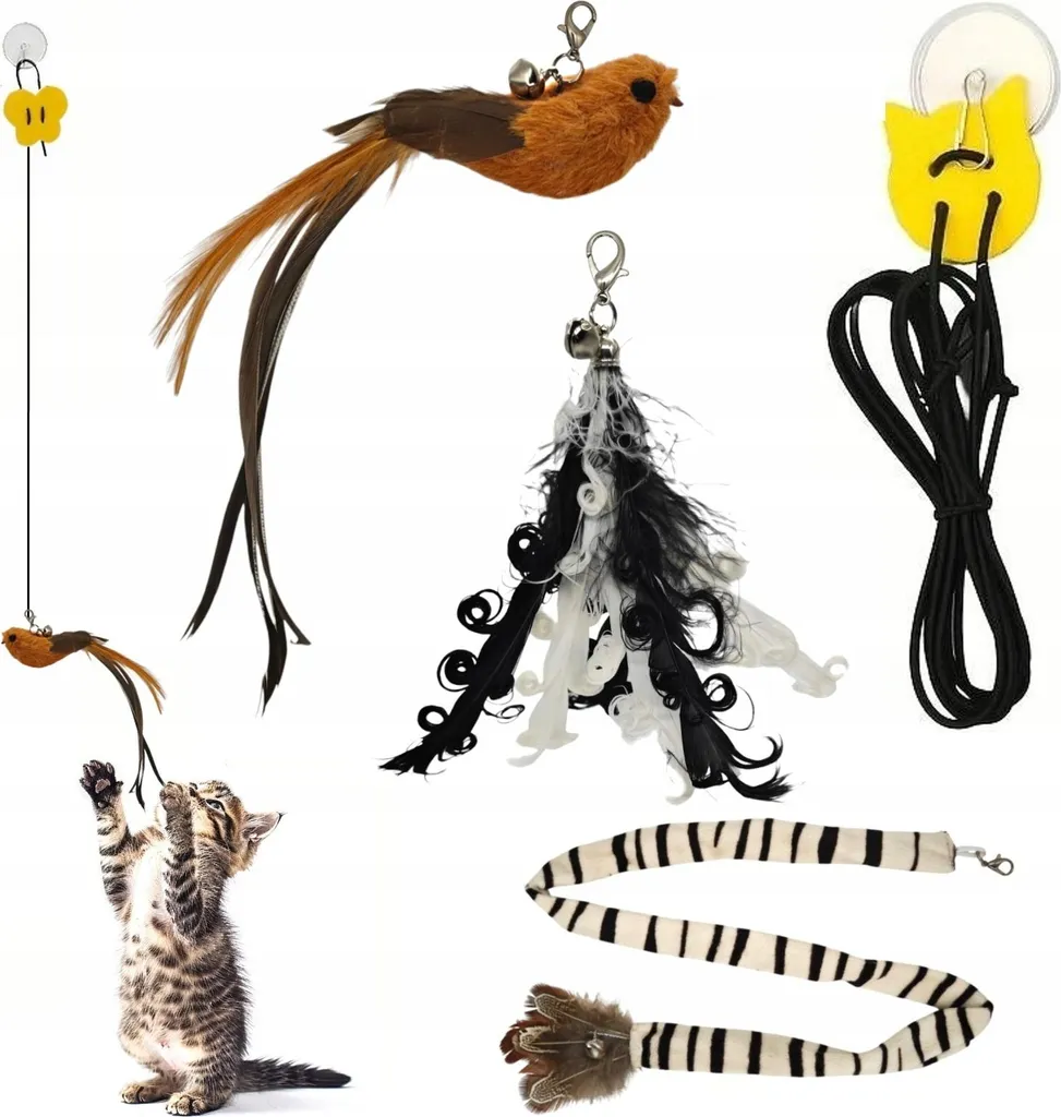 Jeu Interactif pour Chat d'Intérieur : Plumes et Queue Suspendues Set 3 - 15