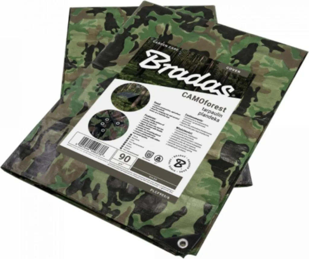Bâche camouflage 6x8m avec œillets renforcés, modèle 90G ultra résistant